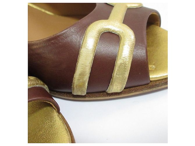 Escarpins slingback ouverts en cuir Hermès - vue 19