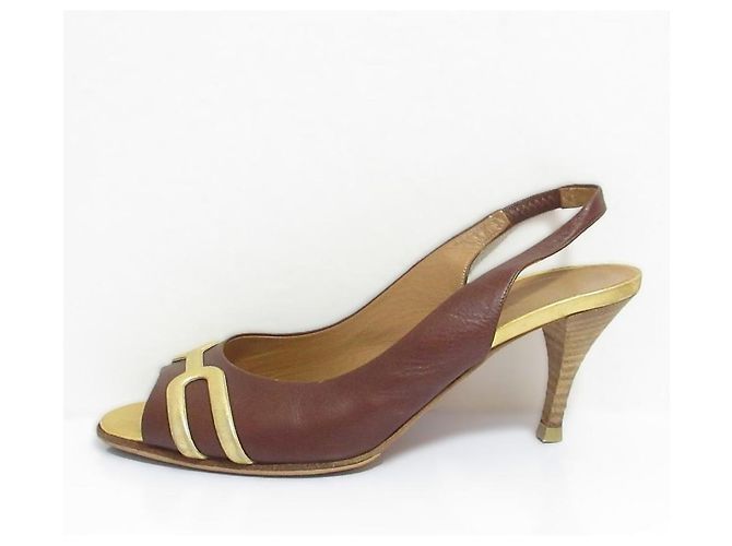Escarpins slingback ouverts en cuir Hermès - vue 2