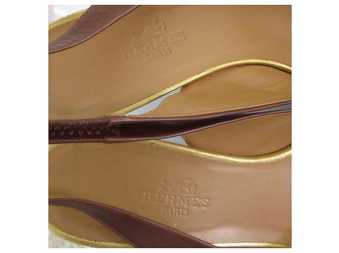 Escarpins slingback ouverts en cuir Hermès - vue 5