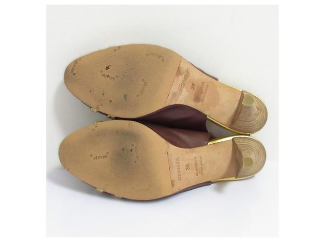 Escarpins slingback ouverts en cuir Hermès - vue 6