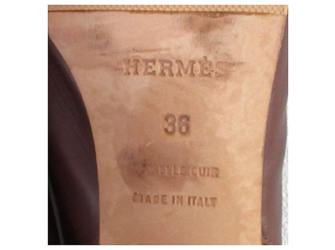 Escarpins slingback ouverts en cuir Hermès - vue 7