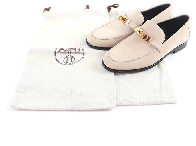 Hermès Mocassini Hermes Desting Kelly Metal Suede 35 - vista 2