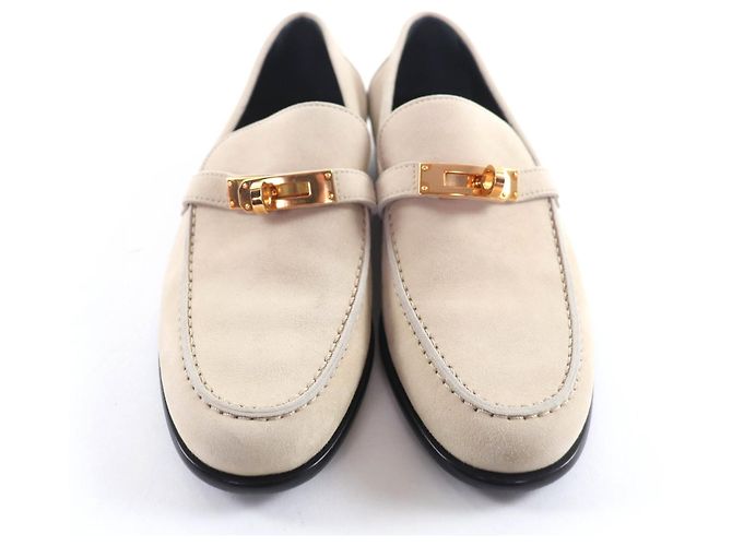 Hermès Mocassini Hermes Desting Kelly Metal Suede 35 - vista 4