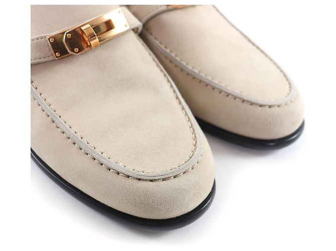 Hermès Mocassini Hermes Desting Kelly Metal Suede 35 - vista 8
