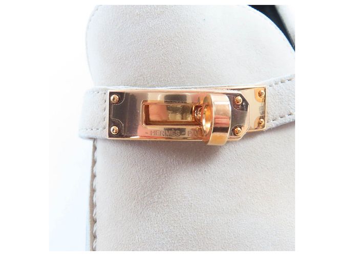 Hermès Mocassini Hermes Desting Kelly Metal Suede 35 - vista 9