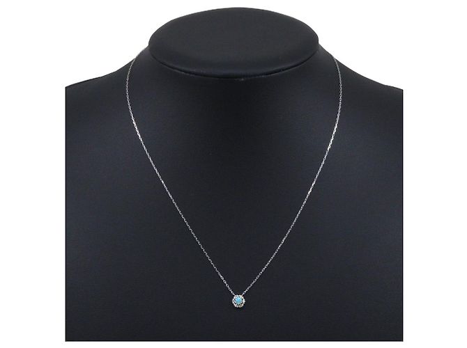 Autre Marque Collana in oro bianco K10 con opale e diamante - vista 2