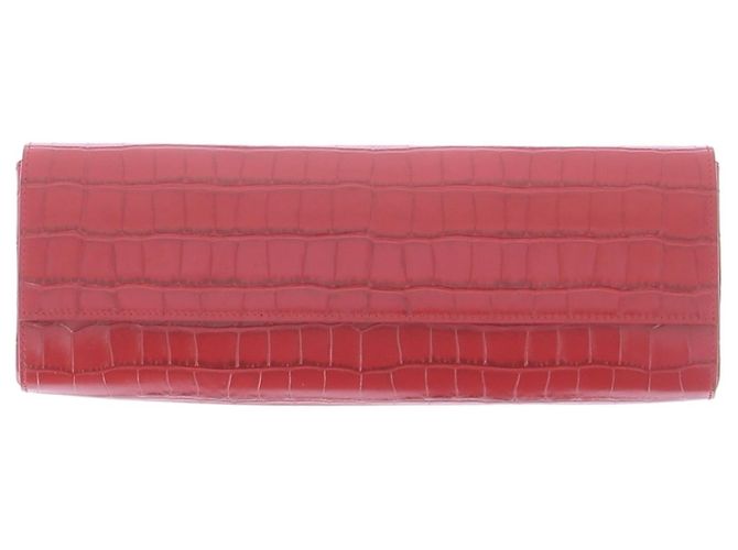 Autre Marque Borsa Baguette in pelle embossed coccodrillo rosso - vista 2