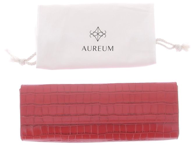 Autre Marque Borsa Baguette in pelle embossed coccodrillo rosso - vista 5