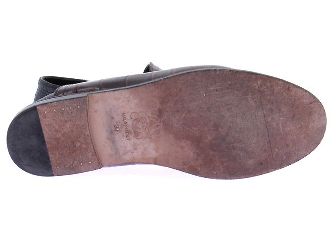 Loewe Mocassini in pelle marrone embossed effetto coccodrillo - vista 5