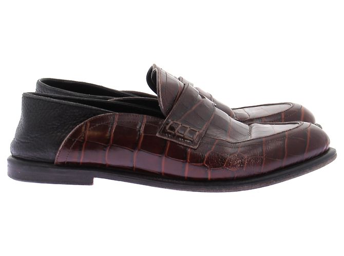 Loewe Mocassini in pelle marrone embossed effetto coccodrillo - vista 6