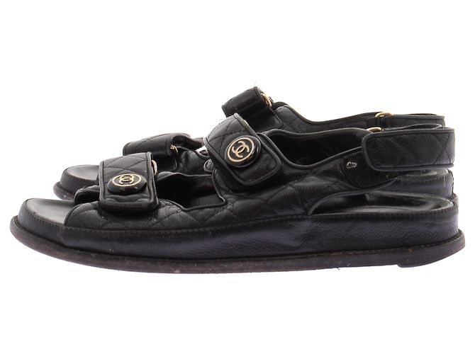 Sandali Dad Chanel in pelle nera taglia 38 - vista 2