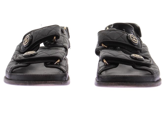 Sandali Dad Chanel in pelle nera taglia 38 - vista 4