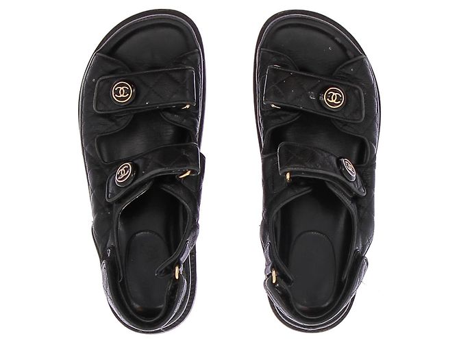 Sandali Dad Chanel in pelle nera taglia 38 - vista 6