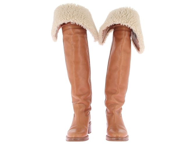 Céline Botas de Cuero y Shearling Folco - vista 4