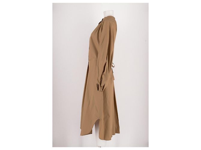 Robe Loulou de Saison en coton beige à boutons - vue 3