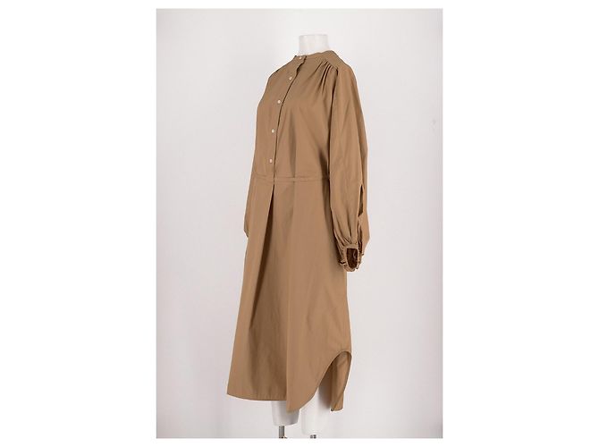 Robe Loulou de Saison en coton beige à boutons - vue 4