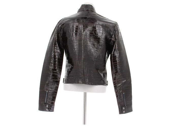 Magda Butrym Chaqueta de cuero burdeos con efecto coco - vista 2