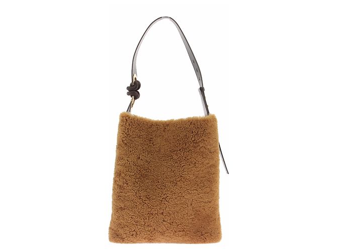 Anya Hindmarch Borsa "Ringo" in pelle di pecora marrone - vista 2