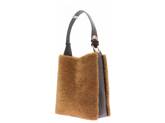 Anya Hindmarch Borsa "Ringo" in pelle di pecora marrone - vista 3