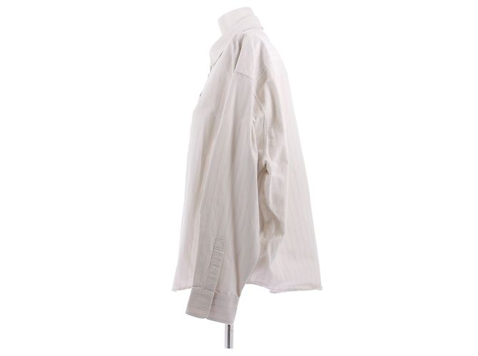 Camisa Ami às riscas branca de algodão - vista 4