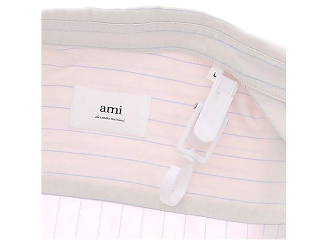 Camisa Ami às riscas branca de algodão - vista 5