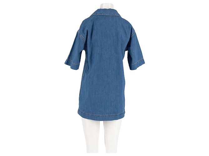 Ganni Camicia Corta in Denim Blu in Cotone - vista 2