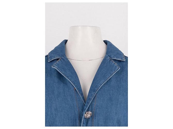 Ganni Camicia Corta in Denim Blu in Cotone - vista 5