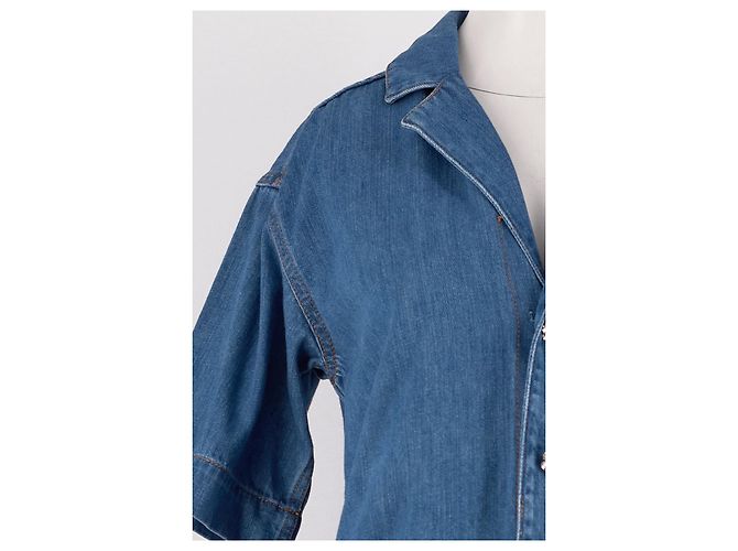 Ganni Camicia Corta in Denim Blu in Cotone - vista 6
