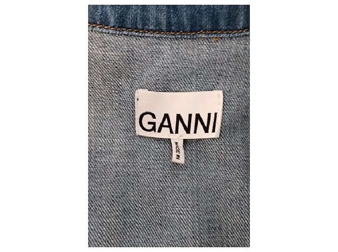 Ganni Camicia Corta in Denim Blu in Cotone - vista 7