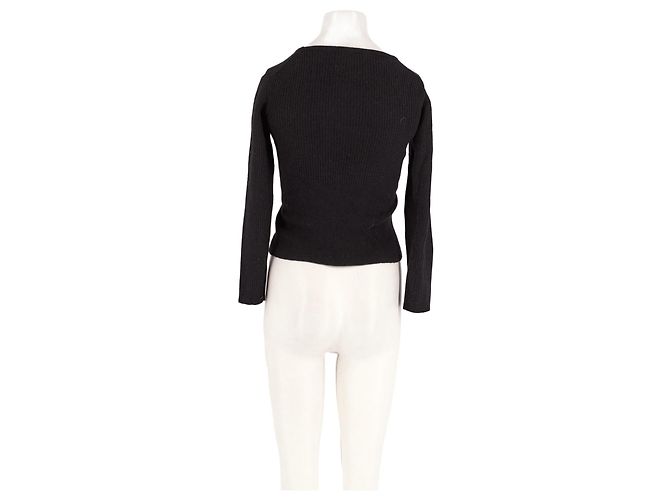 Pull Rouje en laine noire avec nœuds - vue 2