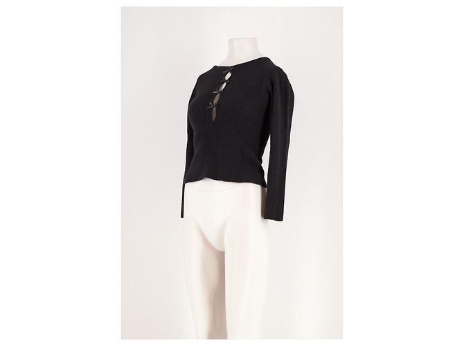 Pull Rouje en laine noire avec nœuds - vue 4