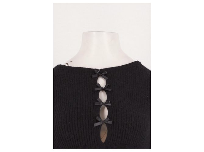 Pull Rouje en laine noire avec nœuds - vue 5