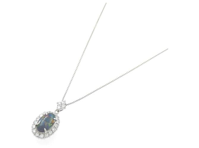 Autre Marque Collana in platino con opale nero e diamante - vista 2