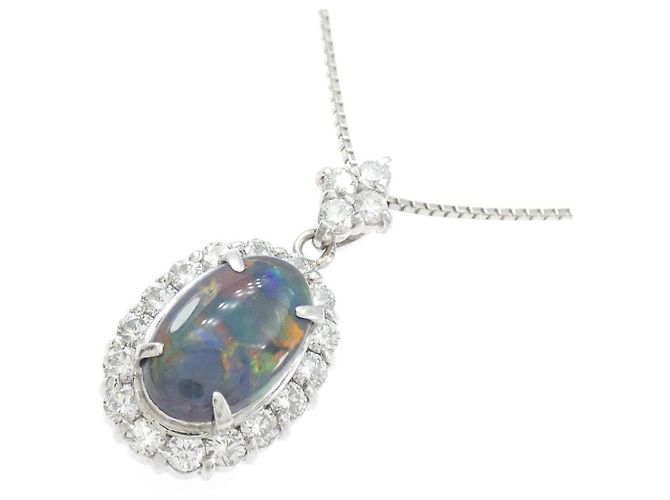 Autre Marque Collana in platino con opale nero e diamante - vista 3