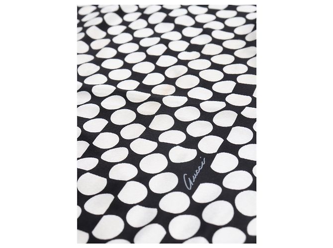 Gucci Lenço de twill de seda com bolinhas preto e branco - vista 2