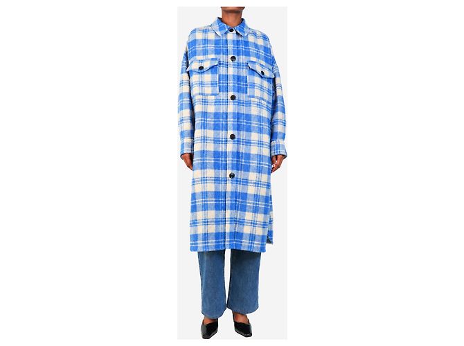 Isabel Marant Gewebter Mantel mit Karomuster Blue Fontizi - Größe UK 6 - Ansicht 3