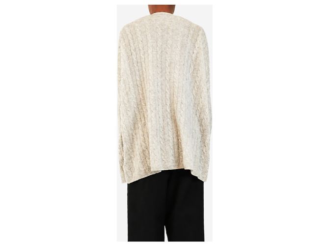 Reformation Grauer oversized Cashmere-Cardigan Giusta mit Zopfstrick - size S - Ansicht 2