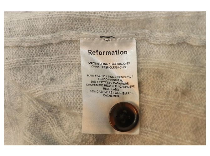 Reformation Grauer oversized Cashmere-Cardigan Giusta mit Zopfstrick - size S - Ansicht 4