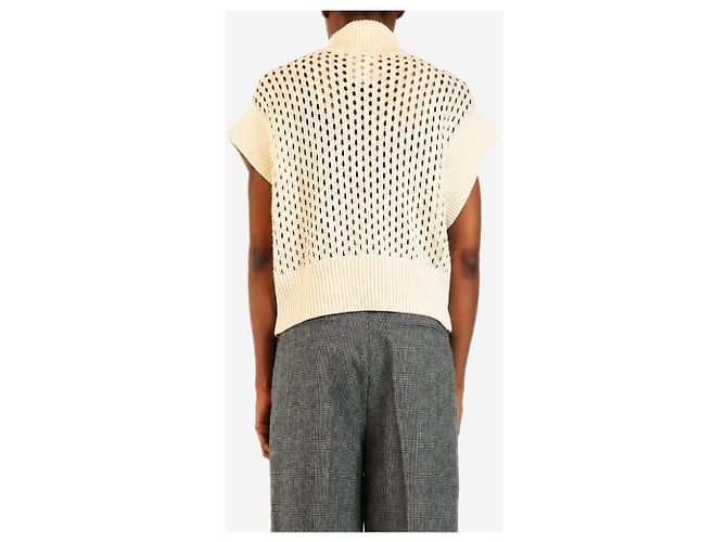 Autre Marque Gaines Strickweste in Creme, offene Strickart, Half-Zip - size S - Ansicht 2