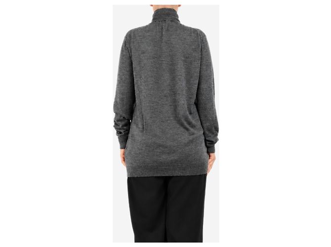 Autre Marque Grauer Rollkragenpullover aus Strickwolle - size L - Ansicht 2