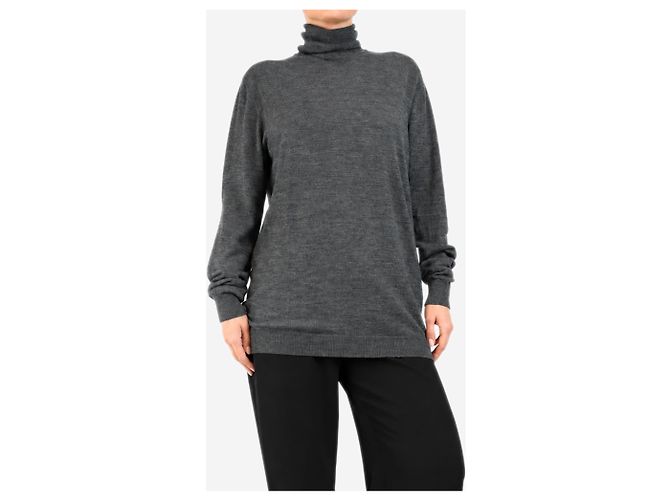 Autre Marque Grauer Rollkragenpullover aus Strickwolle - size L - Ansicht 3