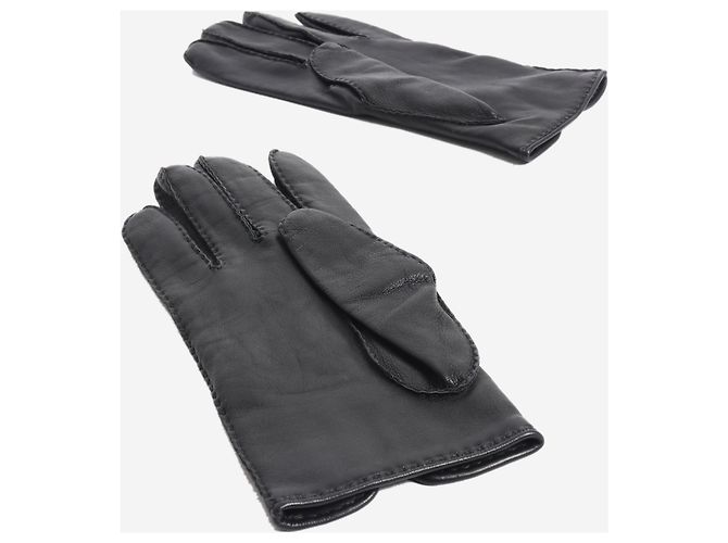 Guanti Hermès in pelle di agnello nera - vista 2
