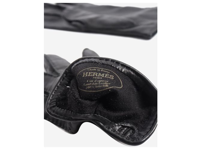 Guanti Hermès in pelle di agnello nera - vista 3