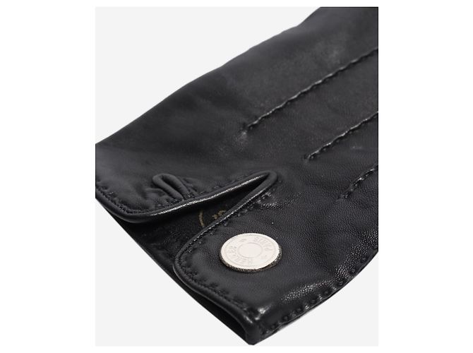 Guanti Hermès in pelle di agnello nera - vista 4