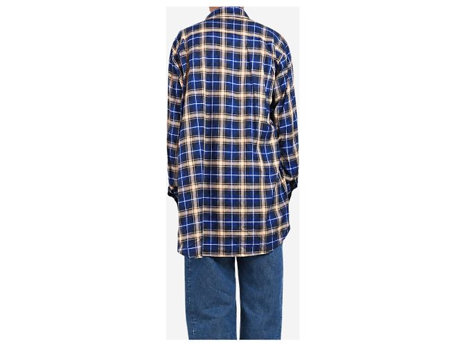 Balenciaga Flanella a quadri oversize blu - size UK 6 - vista 2