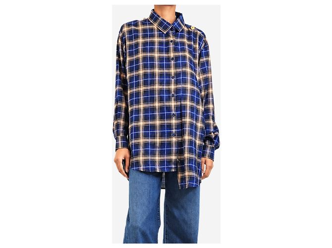 Balenciaga Flanella a quadri oversize blu - size UK 6 - vista 3