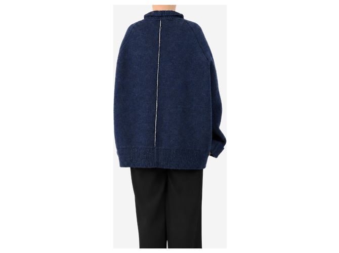 Autre Marque Blauer schwerer Wollcardigan - Größe M - Ansicht 2