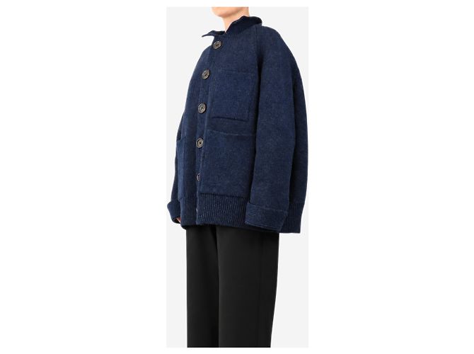 Autre Marque Blauer schwerer Wollcardigan - Größe M - Ansicht 3