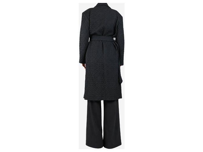 Dries Van Noten Cappotto jacquard nero e blu navy - size M - vista 2