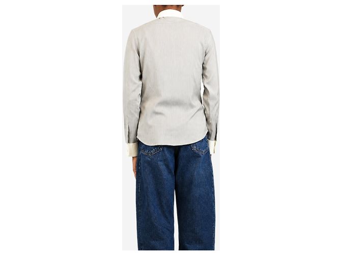 Céline Camicia in seta a righe grigia - size UK 6 - vista 2